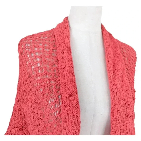 NOMADIC TRADERS Coral Crochet Cardigan One Size Open Front Summer Topper Sweater - Picture 2 of 7